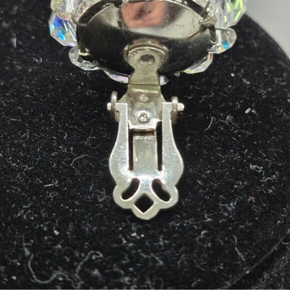 Vintage AB Crystal Necklace and Earrings set. Clip-on Earrings Hook clasp - Picture 7 of 10